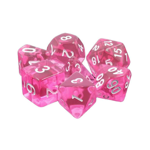 Pretty in Pink - 7 Piece Polyhedral Dice Set + Dice Bag - Bea DnD Games