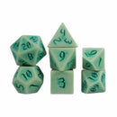 Primeval: Jade with Green Ink- 7 Piece Polyhedral Dice Set + Dice Bag (Kraken Dice) - Bea DnD Games