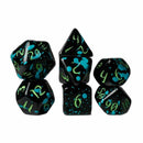 Primeval: Midnight Octopus - 7 Piece Polyhedral Dice Set + Dice Bag (Kraken Dice) - Bea DnD Games