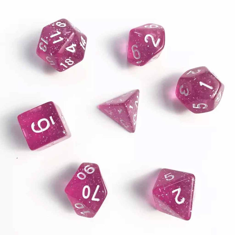 Princess Rose - 7 Piece Polyhedral Dice Set + Dice Bag - Bea DnD Games