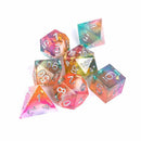 Prismatic Dreams Handcrafted Sharp Edge Dice Set & Dice Case - Bea DnD Games