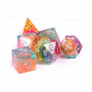 Prismatic Dreams Handcrafted Sharp Edge Dice Set & Dice Case - Bea DnD Games