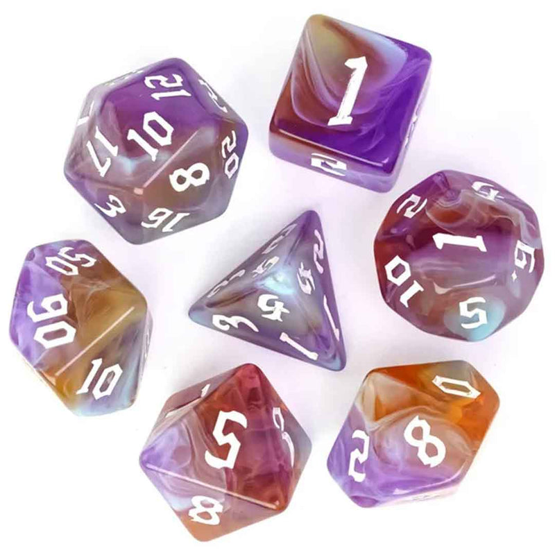 Prismatic Fusion - 7 Piece Polyhedral Dice Set + Dice Bag - Bea DnD Games