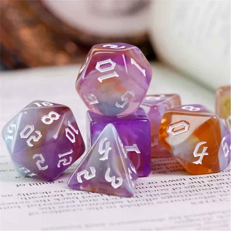 Prismatic Fusion - 7 Piece Polyhedral Dice Set + Dice Bag - Bea DnD Games