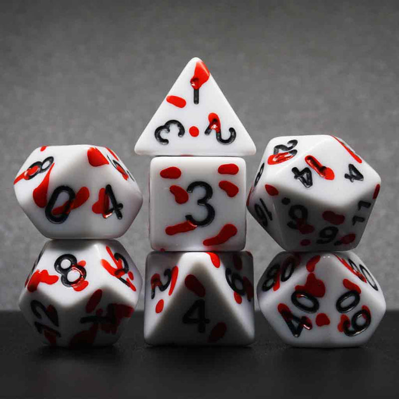 Psycho Killer - 7 Piece Polyhedral Dice Set + Dice Bag - Bea DnD Games