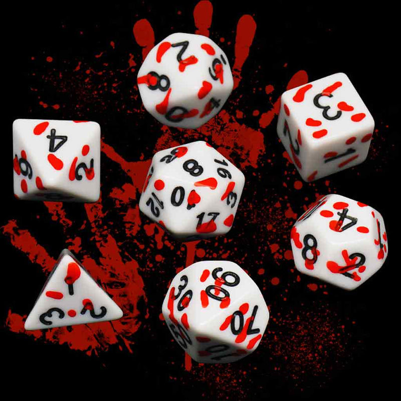 Psycho Killer - 7 Piece Polyhedral Dice Set + Dice Bag - Bea DnD Games