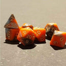 Pumpkin Spice - 7 Piece Polyhedral Dice Set + Dice Bag - Bea DnD Games