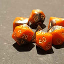 Pumpkin Spice - 7 Piece Polyhedral Dice Set + Dice Bag - Bea DnD Games
