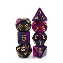 Purple Galaxy - 7 Piece Polyhedral Dice Set + Dice Bag - Bea DnD Games