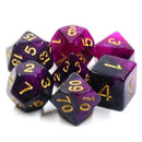 Purple Galaxy - 7 Piece Polyhedral Dice Set + Dice Bag - Bea DnD Games