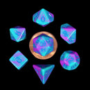 Purple Teal with Blue Numbers Mini Polyhedral Dice Set - Bea DnD Games