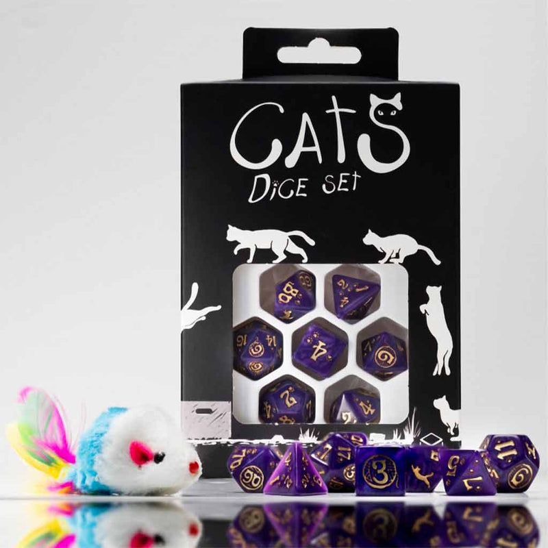 Purrito the Cat 7pc Polyhedral Dice Set by Q Workshop - Bea DnD Games