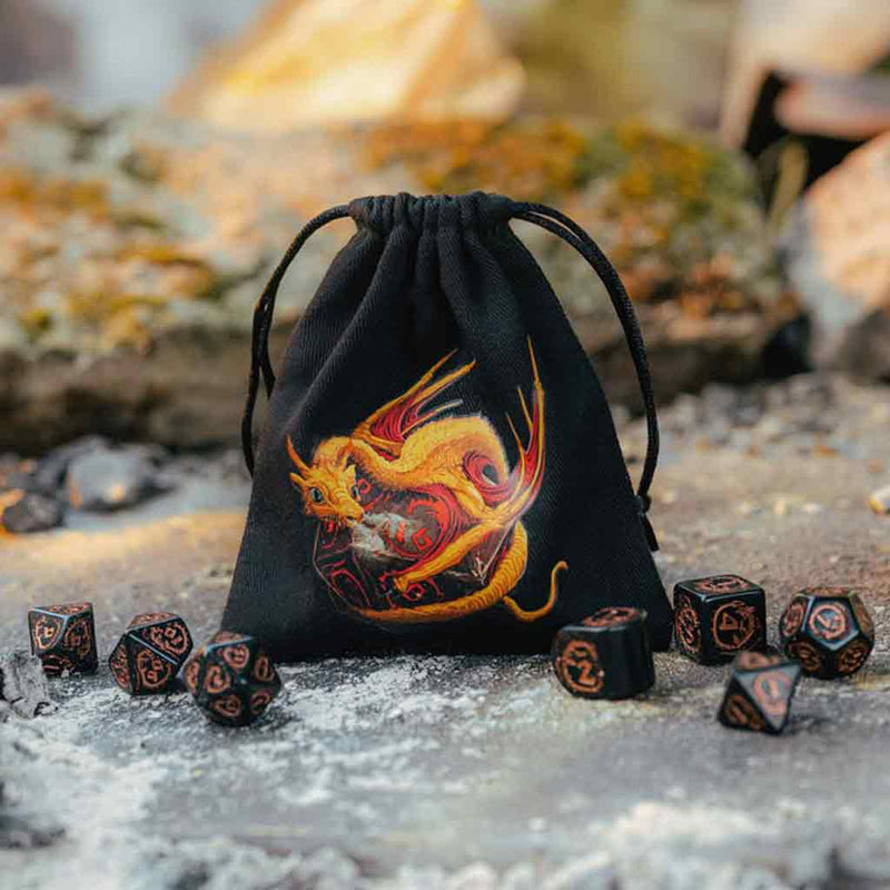 Q Workshop Dragon Black & Adorable Dice Bag - Bea DnD Games