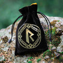 Q Workshop Dragon Runic Black & Golden Velour Dice Bag - Bea DnD Games