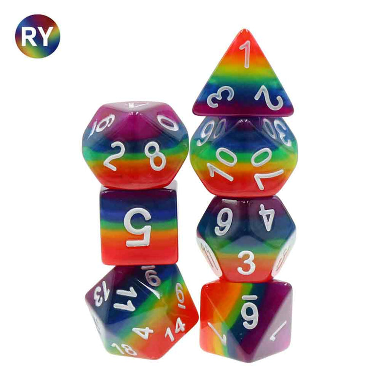 Rainbow Brite Dice Set & Dice Bag - Support RAINBOW YOUTH with your purchase - Bea DnD Games