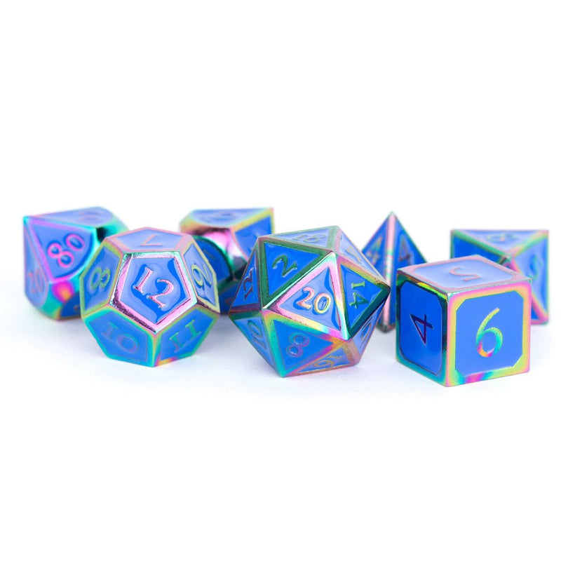 Rainbow Oceans - 7 Piece Metal Polyhedral Dice Set & Dice Case ($10 from the sale of each set donated to Rainbow Youth) - Bea DnD Games