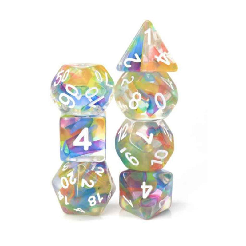 Rainbow Ribbon Dice Set & Dice Bag - Support RAINBOW YOUTH with your purchase - Bea DnD Games
