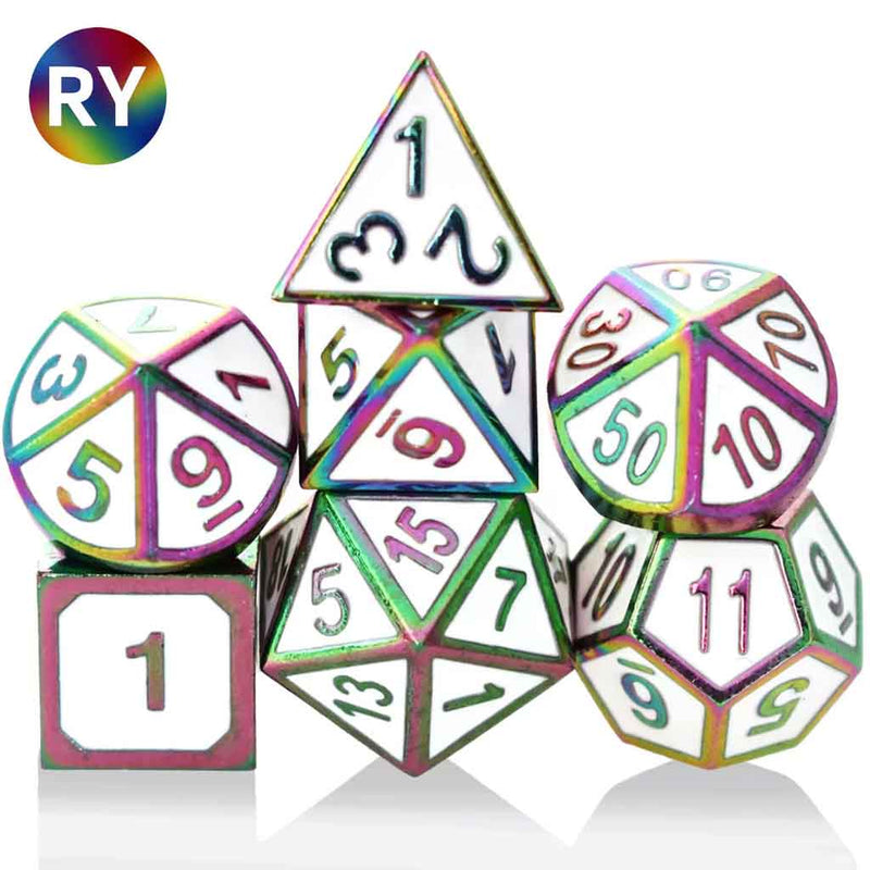 Rainbow Shield Metal Dice Set - Support RAINBOW YOUTH with your purchase - Bea DnD Games