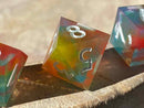 Rainbow Swirl New Zealand Made Handcrafted Dice Set by Tui Dice - Bea DnD Games