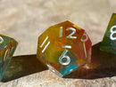 Rainbow Swirl New Zealand Made Handcrafted Dice Set by Tui Dice - Bea DnD Games