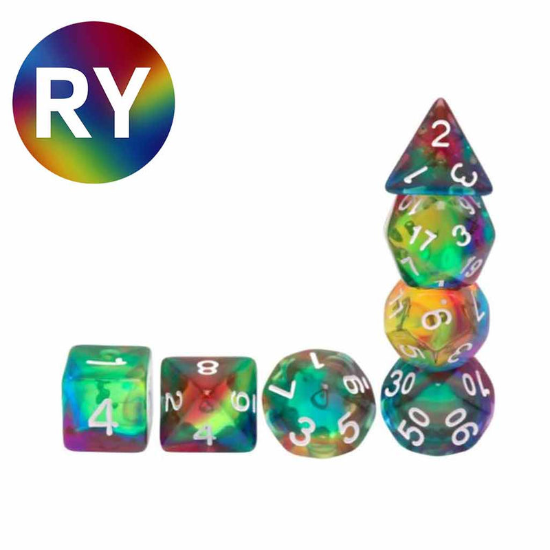Rainbow Wind Dice Set & Dice Bag - Support RAINBOW YOUTH with your purchase - Bea DnD Games