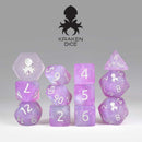 Raspberry Fizz - 12 Piece Dice Set by Kraken Dice + Dice Bag - Bea DnD Games