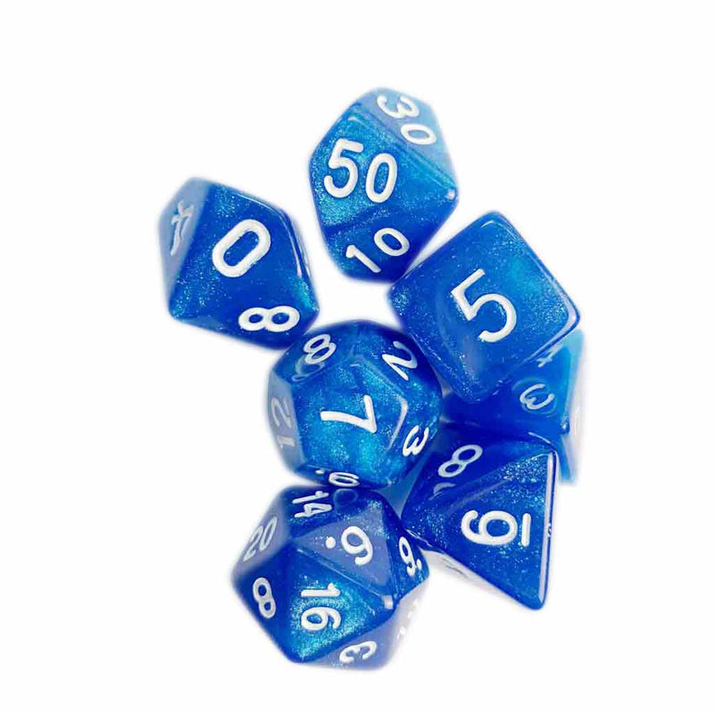 Ray of Frost - 7 Piece Polyhedral Dice Set + Dice Bag - Bea DnD Games