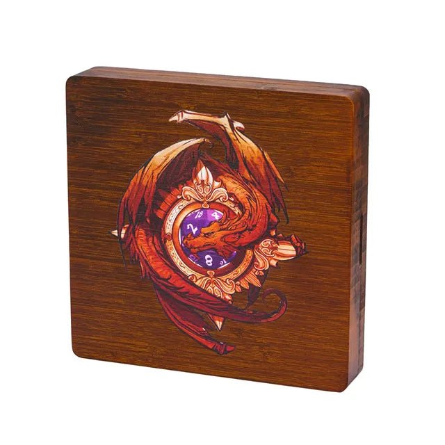 Red Dragon Bamboo Dice Case - Bea DnD Games