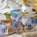 Rising Moon Handcrafted Sharp Edge Dice Set & Dice Case - Bea DnD Games