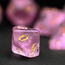 Rosé Dreams 7 Piece Polyhedral Dice Set + Dice Bag - Bea DnD Games
