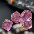 Rosé Dreams 7 Piece Polyhedral Dice Set + Dice Bag - Bea DnD Games