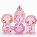 Rosé Dreams 7 Piece Polyhedral Dice Set + Dice Bag - Bea DnD Games