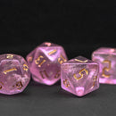 Rosé Dreams 7 Piece Polyhedral Dice Set + Dice Bag - Bea DnD Games