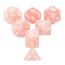Rosé Haze - 7 Piece Runic Polyhedral Dice Set + Dice Bag - Bea DnD Games