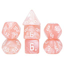 Rosé Haze - 7 Piece Runic Polyhedral Dice Set + Dice Bag - Bea DnD Games