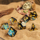 Royal Treasure Handcrafted Sharp Edge Dice Set & Dice Case - Bea DnD Games