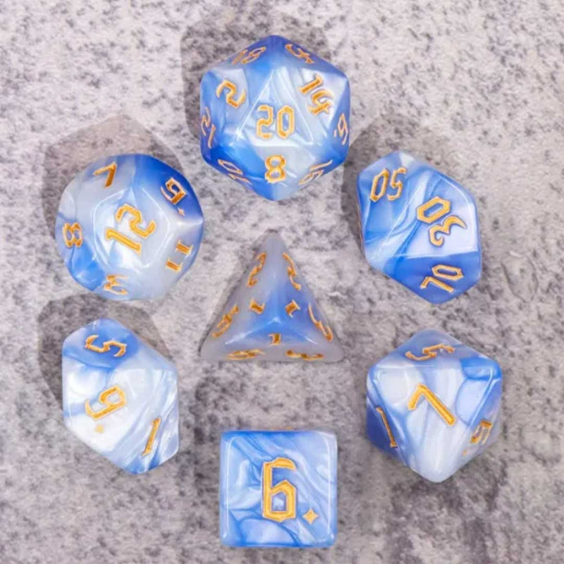 Runic Armour - 7 Piece Runic Polyhedral Dice Set + Dice Bag - Bea DnD Games