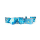 Sapphire Dragon Handcrafted Cats Eye Aquamarine Gemstone Dice Set & Dice Case - Bea DnD Games