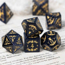Saturnalia Handcrafted Blue Goldstone Dice Set & Dice Case - Bea DnD Games