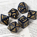 Saturnalia Handcrafted Blue Goldstone Dice Set & Dice Case - Bea DnD Games