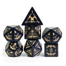 Saturnalia Handcrafted Blue Goldstone Dice Set & Dice Case - Bea DnD Games
