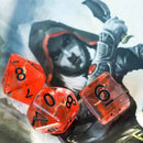 Scarlet Dagger - 7 Piece Polyhedral Dice Set + Dice Bag - Bea DnD Games