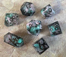 Seafoam & Sakura New Zealand Made Handcrafted Dice Set by Tui Dice - Bea DnD Games