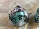 Seafoam & Sakura New Zealand Made Handcrafted Dice Set by Tui Dice - Bea DnD Games