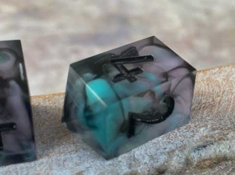 Seafoam & Sakura New Zealand Made Handcrafted Dice Set by Tui Dice - Bea DnD Games