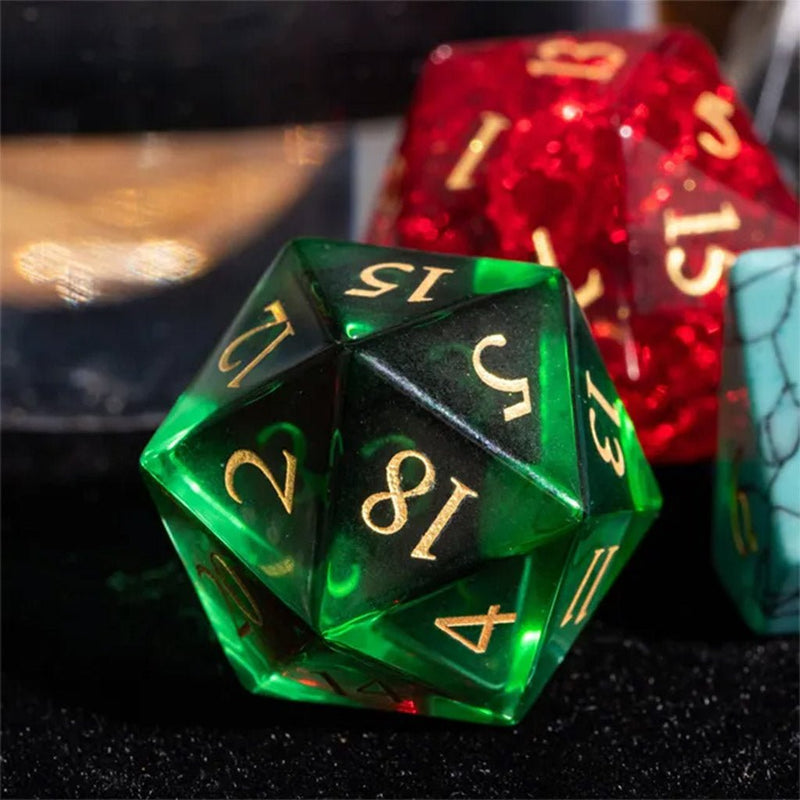 Set of 7 Random Handcrafted Glass Dice & Dice Case - Bea DnD Games