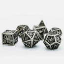 Shadow Dragon 7 Piece Hollow Metal Polyhedral Dice Set & Dice Case - Bea DnD Games