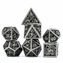 Shadow Dragon 7 Piece Hollow Metal Polyhedral Dice Set & Dice Case - Bea DnD Games