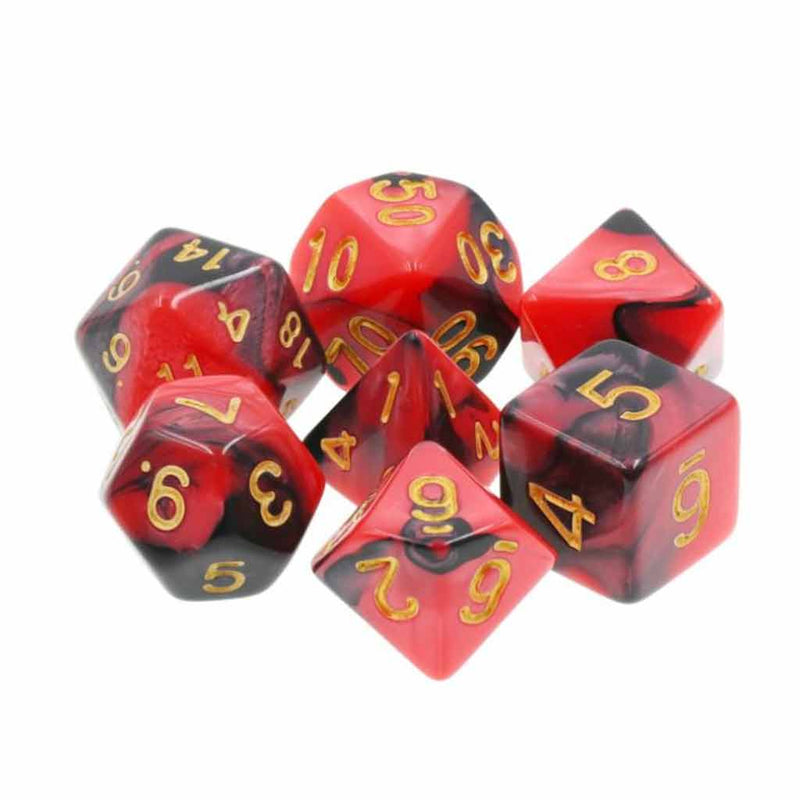 Shadow Heart - 7 Piece Polyhedral Dice Set + Dice Bag - Bea DnD Games