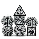 Silver Screen - 7 Piece Polyhedral Dice Set + Dice Bag - Bea DnD Games